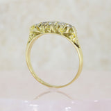 Pre Owned 18ct Yellow Gold 5 Graduating Diamond Set Boat Ring 0.33ct