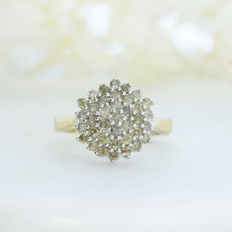 Pre Owned 9ct Yellow Gold Diamond Cluster Ring
