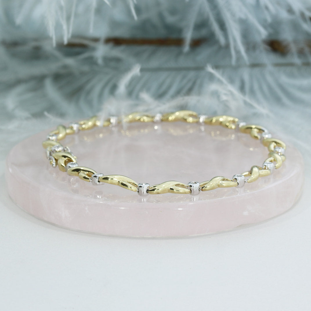 9ct Yellow gold Infinity Diamond Line bracelet 0.15ct
