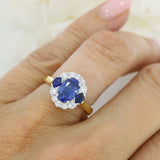 18ct & Platinum Set Sapphire 2.43ct & Diamond 0.41ct Cluster Ring Sapphire