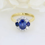 18ct & Platinum Set Sapphire 2.43ct & Diamond 0.41ct Cluster Ring Sapphire