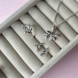 Silver CZ Leaf Stud Earrings