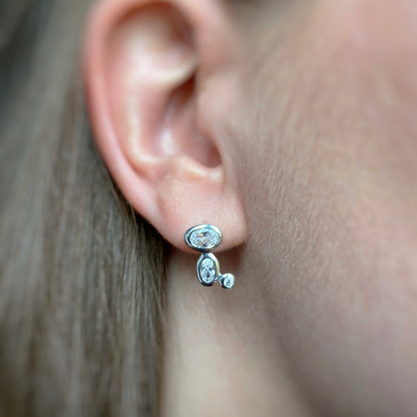 Silver Bubble Cubic Zirconia Earrings