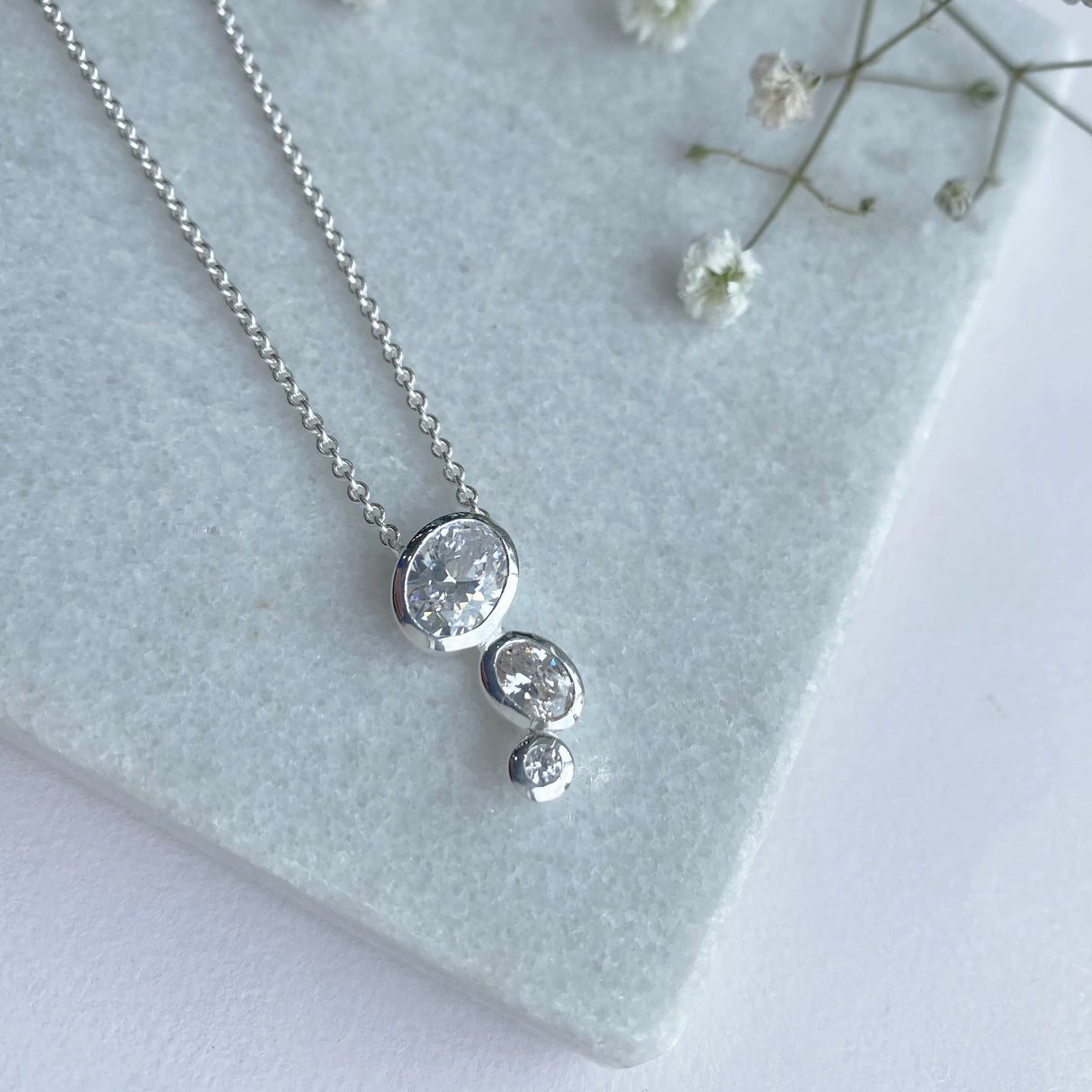 Silver Bubble Cubic Zirconia Pendant