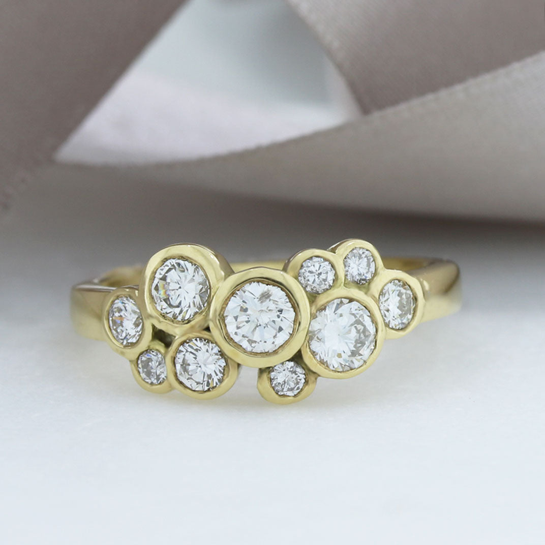 18ct Yellow Gold Diamond Bubble Ring 0.95ct