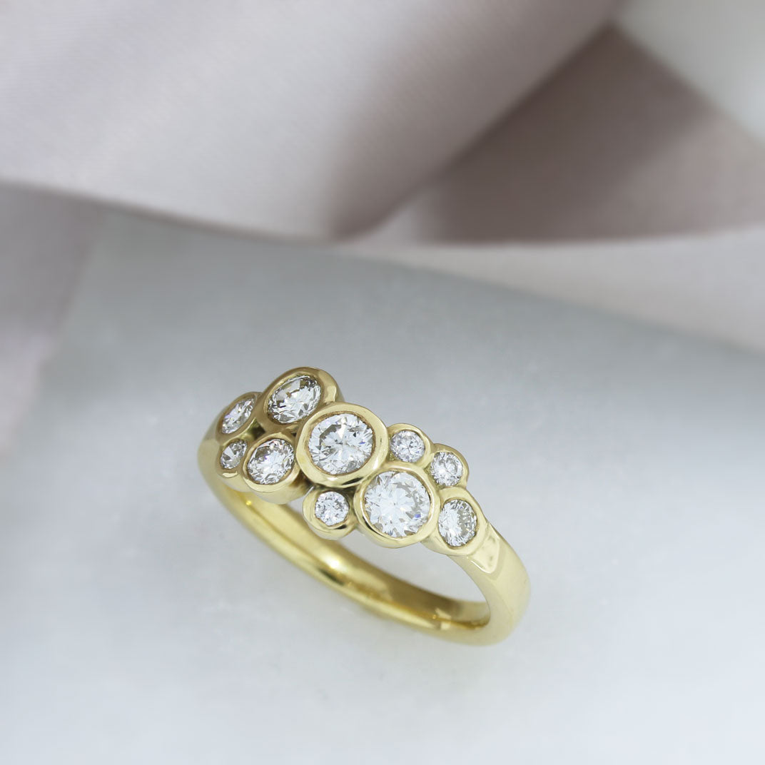 18ct Yellow Gold Diamond Bubble Ring 0.95ct