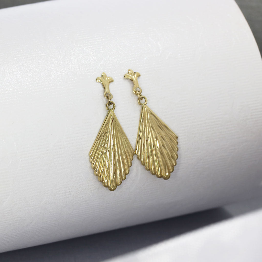 9ct Yellow Gold Fan Drop Earrings