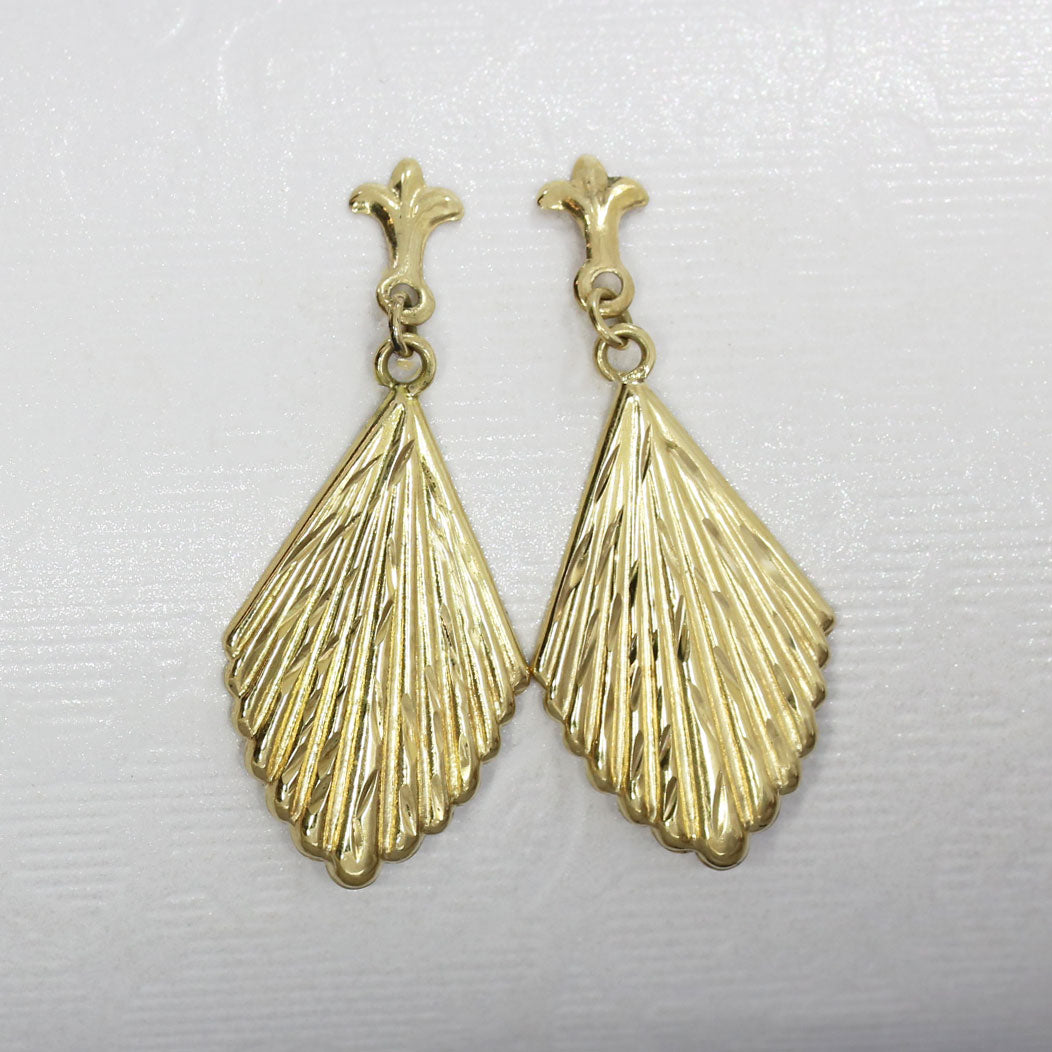 9ct Yellow Gold Fan Drop Earrings