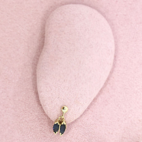 9ct Yellow Gold Double Sapphire Marquise Drop Earrings