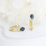 Pre Owned 18ct Yellow Gold Sapphire & Diamond Huggie Earrings