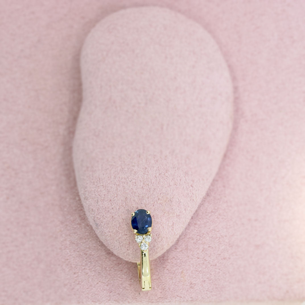 Pre Owned 18ct Yellow Gold Sapphire & Diamond Huggie Earrings