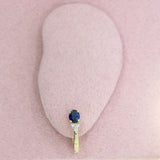 Pre Owned 18ct Yellow Gold Sapphire & Diamond Huggie Earrings