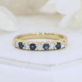 Pre Owned 18ct Yellow Gold Sapphire & Diamond 9 Stone Claw Set Eternity Ring