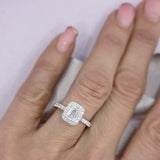 Certified Pre Owned 18ct Emerald Cut Cluster Ring with Diamond Shoulder Stones total 1.52ct