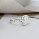 Certified Pre Owned 18ct Emerald Cut Cluster Ring with Diamond Shoulder Stones total 1.52ct