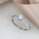 Pre Owned 18ct White Gold Diamond Solitaire Ring with Channel Diamond Shoulders 0.74ct