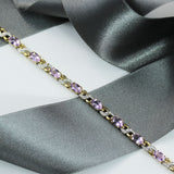 Pre Owned 9ct Yellow Gold Amethyst & Diamond Bracelet