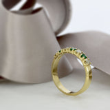 9ct Yellow Gold Emerald & Diamond Eternity Ring