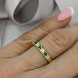 9ct Yellow Gold Emerald & Diamond Eternity Ring