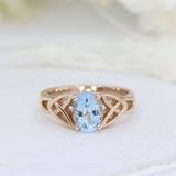 9ct Rose Gold Oval Celtic Style Aquamarine Ring 1.20ct