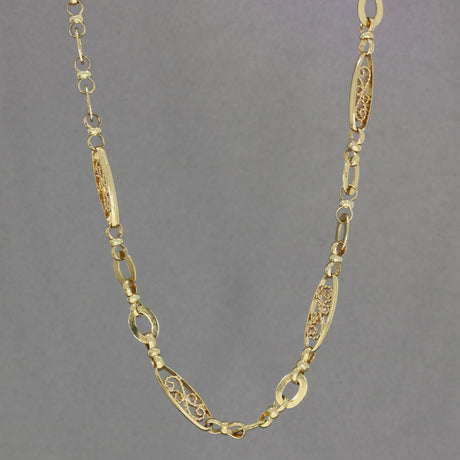 Pre Owned 9ct Yellow Gold Fancy Link Necklace 24 Inch