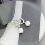 18ct Gold Cultured Pearl & Diamond Half Hoop Drop Earrings