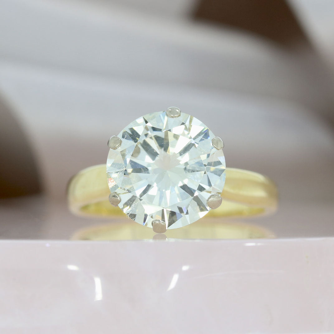 Pre Owned 18ct Yellow Gold 6 Claw Brilliant Cut Natural Diamond Solitaire Ring 3.88ct