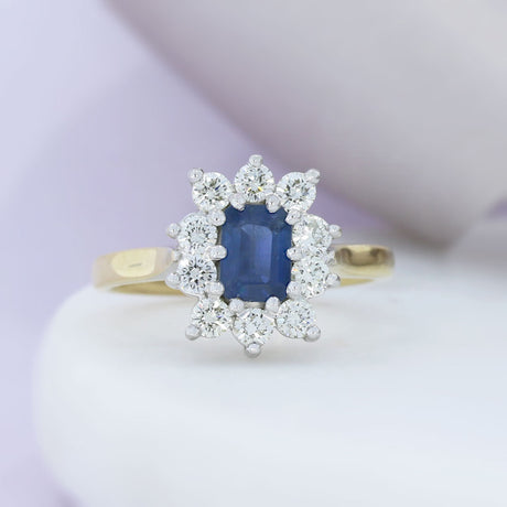 9ct Gold Sapphire & Diamond Cluster Ring