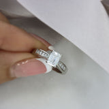 Pre Owned Platinum GIA Certified 1.00ct E VS1 Emerald Cut Diamond Ring