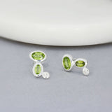 Silver Peridot and Cubic Zirconia Stud Earrings