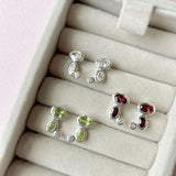 Silver Peridot and Cubic Zirconia Stud Earrings