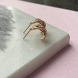 Silver Rose Gold Plate Fancy CZ Set Criss Cross Half Hoop Earring