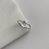 Silver 925 Satin Finish Blue Topaz Heart Ring