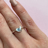 Silver 925 Satin Finish Blue Topaz Heart Ring