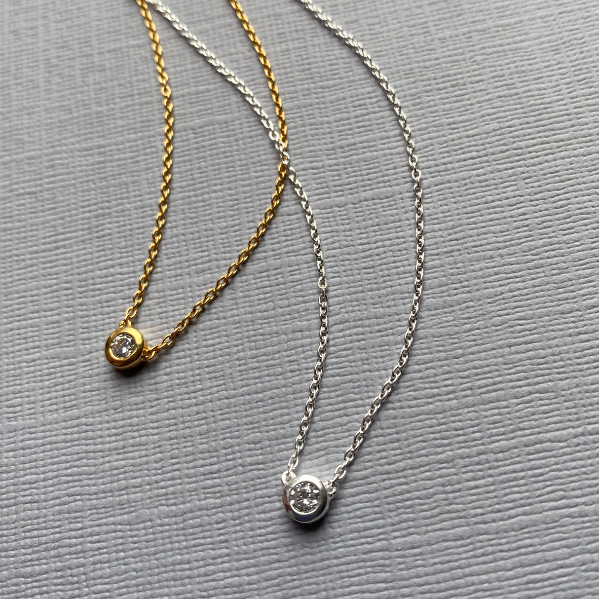 Silver Yellow Gold Plated Trace Chain Necklace With CZ