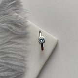 Silver 925 Mini Flower Style Satin Finish Blue Topaz Set Ring