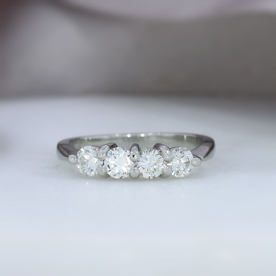 Platinum Claw Set 4 Stone Round Brilliant Cut Diamond Eternity Ring 0.87ct