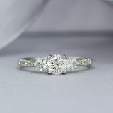 Platinum 3 Stone Certified Brilliant Cut Diamond Ring with Diamond Set Shoulders 0.90ct