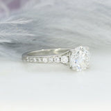Pre Owned Certified Platinum 1.51ct Diamond Solitaire Ring with Pave Set Shoulders 0.24ct