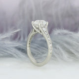 Pre Owned Certified Platinum 1.51ct Diamond Solitaire Ring with Pave Set Shoulders 0.24ct