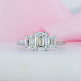 Pre Owned GIA Certified Platinum  Emerald Cut 3 Stone Diamond Ring 2.32ct