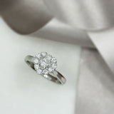 Platinum Heart Shape Diamond Cluster Ring 1.08ct