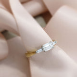 18ct Gold Lab Grown Emerald Cut Diamond & Tapered Baguette Diamond Ring 0.81ct