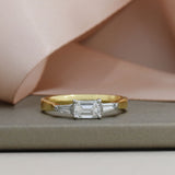 18ct Gold Lab Grown Emerald Cut Diamond & Tapered Baguette Diamond Ring 0.81ct