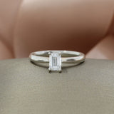 Platinum Lab Grown Emerald Cut Diamond Solitaire Ring 0.66ct