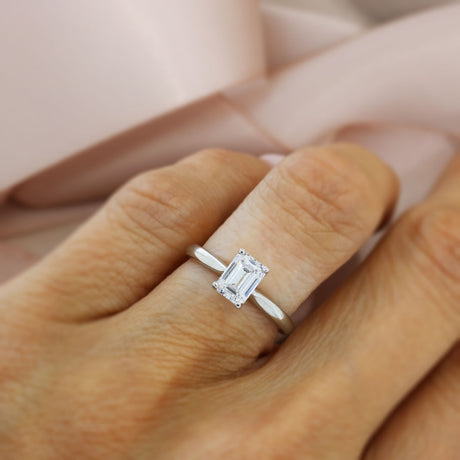 Platinum Emerald Cut Laboratory Grown Diamond Solitaire Ring 1.18ct