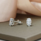 Platinum Claw Set Oval Lab Grown Diamond Stud Earrings 1.68ct