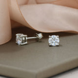 Platinum Claw Set Round Brilliant Cut Lab Grown Diamond Stud Earrings 1.61ct