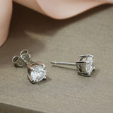 Platinum Claw Set Round Brilliant Cut Lab Grown Diamond Stud Earrings 1.61ct