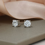 Platinum Claw Set Round Brilliant Cut Lab Grown Diamond Stud Earrings 1.61ct